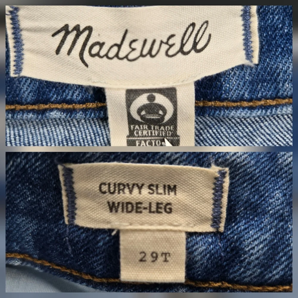 Madewell Curvy Slim Wide-Leg Cropped Blue Jeans 29 Tall - Picture 10 of 15